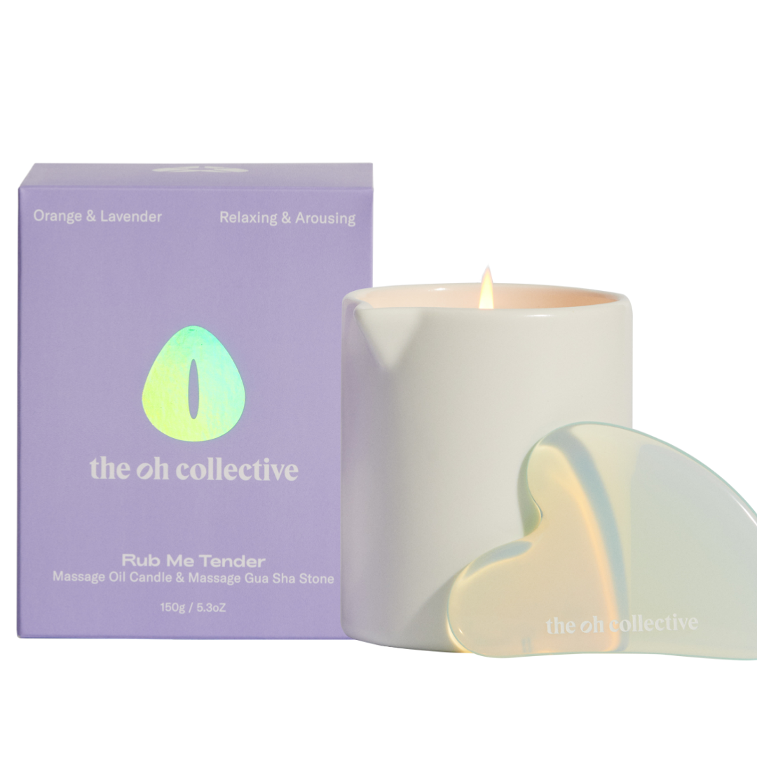 Rub Me Tender | Massage Oil Candle & Gua Sha Stone